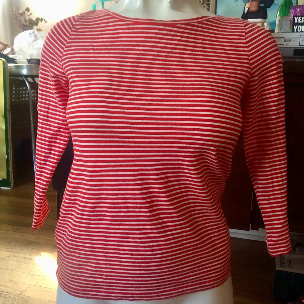 J Crew, Stylish red and white striped top, M